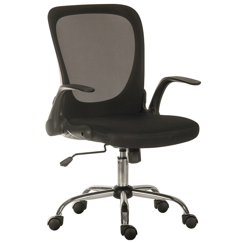 Operators Chair with Black Mesh Folding Back and Flip-up Armrests - Seat Height: 460-540mm