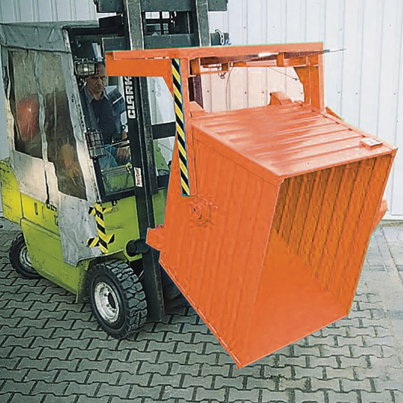 Stackable Forklift Tipping Skip - Orange - 1000kg Capacity - 900 x 800 x 1000mm