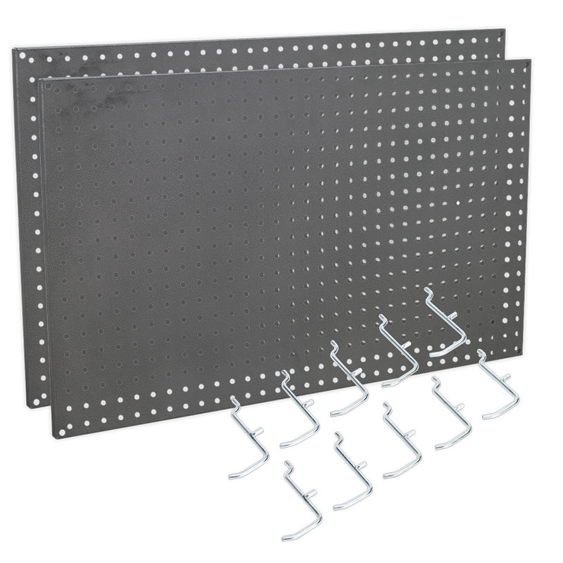 Pack of 2 Steel Pegboards with 10 hooks 