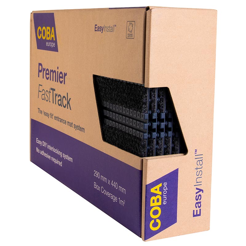 Coba Premier Fast Track Entrance Matting Tiles, Pack of 8,  0.44m x 0.29m tiles - Anthracite
