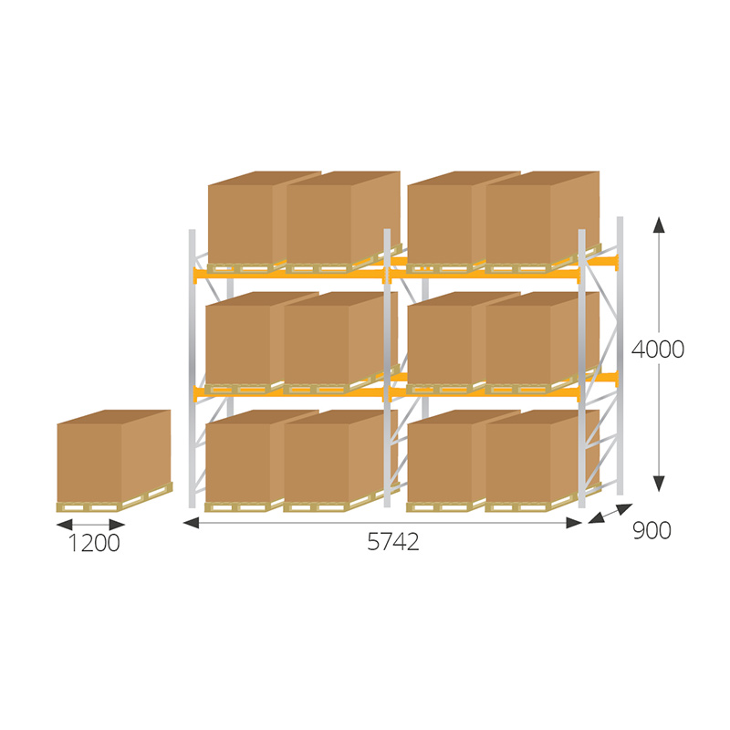 Pallet racking kit for UK pallets - 4000 x 5742 x 900mm