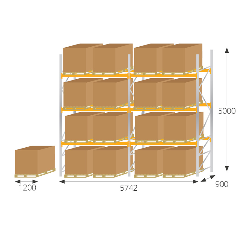 Pallet racking kit for UK pallets - 5000 x 5742 x 900mm