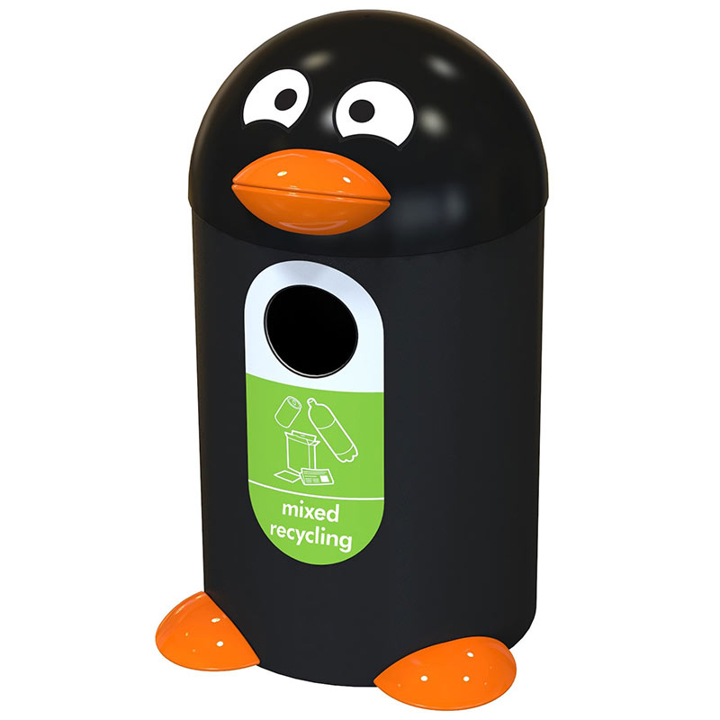 PenguinBuddy Litter Bin with Plastic Liner & Recycling Label