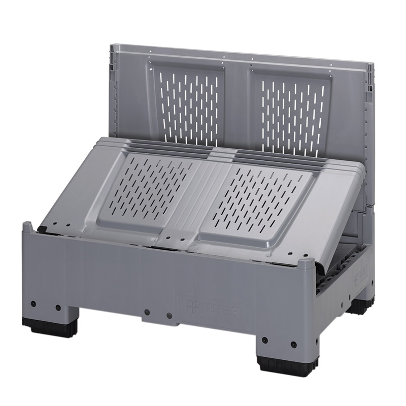 Plastic collapsible pallet box - ventilated sides