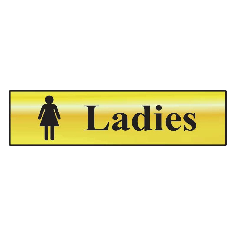 Ladies Sign - Polished Gold Effect (200 x 50mm)