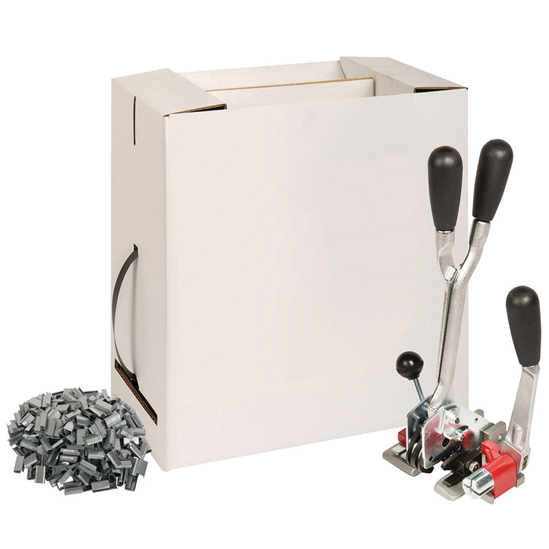 Polypropylene Strapping Kit - 12mm x 600m Black Strapping, 250 metal seals & Combination Tool