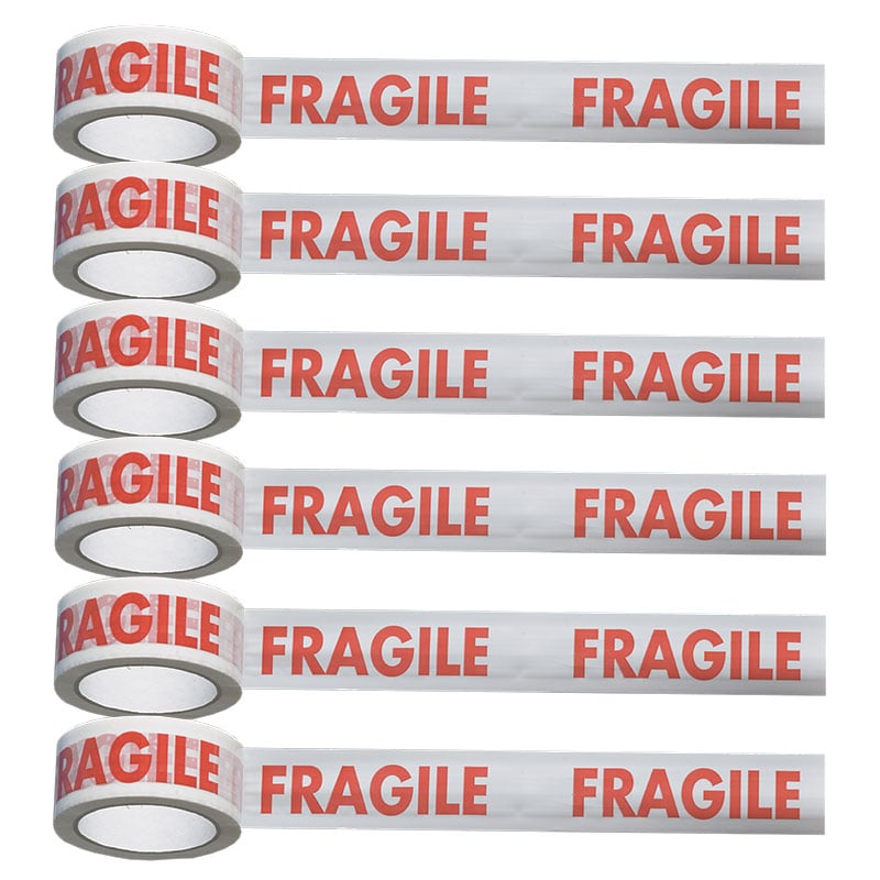FRAGILE Printed Polypropylene Adhesive Tape, Carton of 6 Rolls, 50mm x 66m