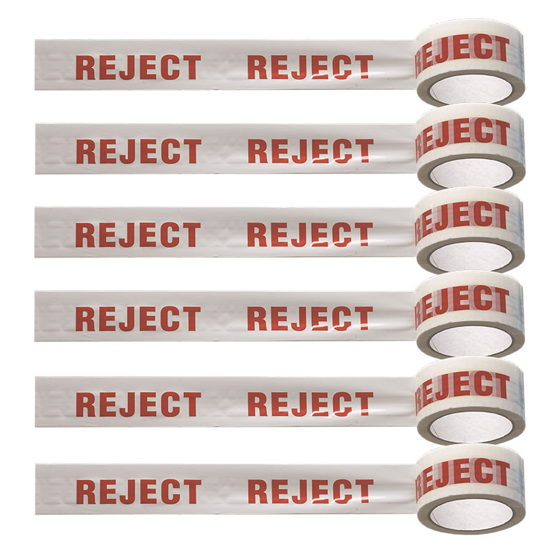 REJECT Printed Polypropylene Adhesive Tape - 6 Rolls, 50mm x 66m