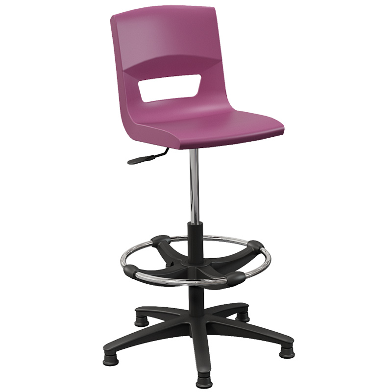 Postura+ Task Stool with Chrome Foot Ring - Grape Crush 