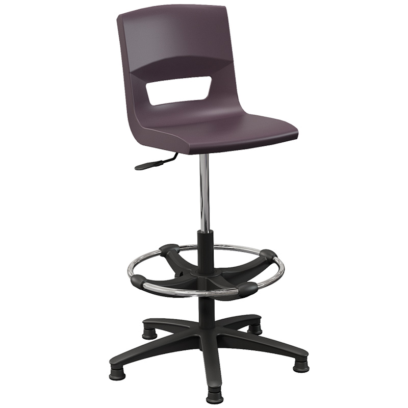 Postura+ Task Stool with Chrome Foot Ring - Purple Haze 