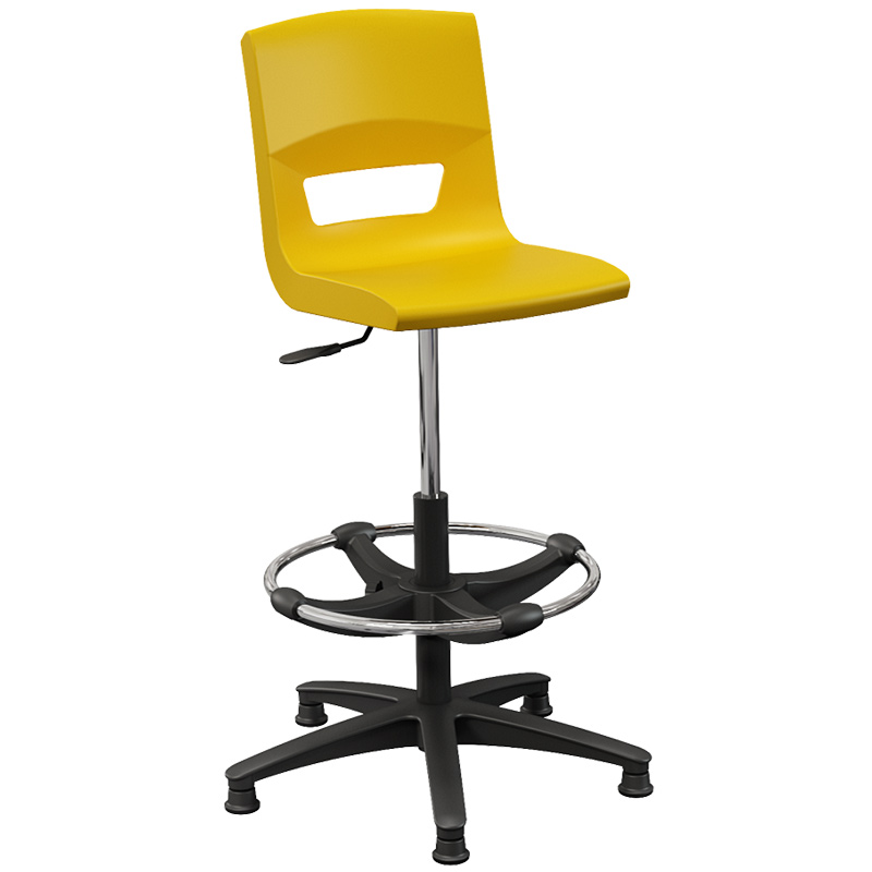 Postura+ Task Stool with Chrome Foot Ring - Sun Yellow 