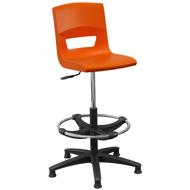 Postura+ Task Stool with Chrome Foot Ring - Tangerine Fizz 