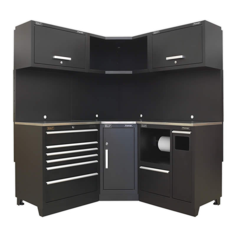 Sealey Premier Pro Modular Garage Storage System - 1.7m corner unit -  Stainless Steel Worktop 