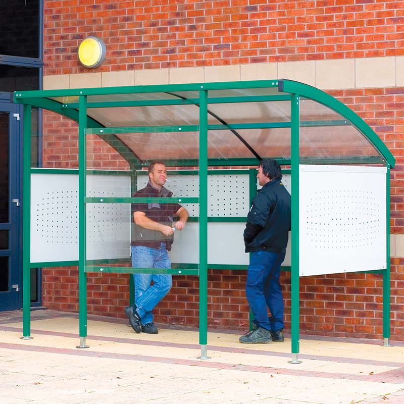 Premier Smoking Shelter with Perforated Steel Sides - 3m wide x 2.1m deep