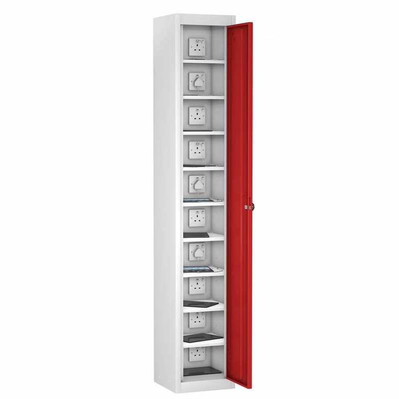 Charging Locker - for phones, tablets and laptops  -Single Door 10 Shelf 