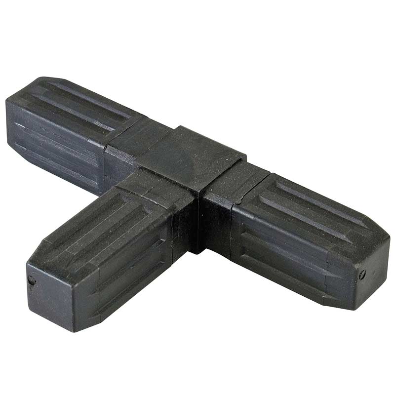 Proframe Heavy-Duty Steel core ABS Plastic Square Tube Connectors - 3 Way Flat Joint - Black - Pack of 10