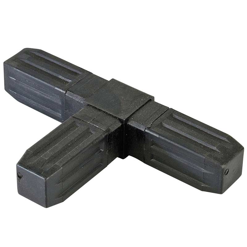 Proframe HD Steel core ABS Plastic Square Tube Connectors - 3 Way Flat Joint - Black - Pack of 10