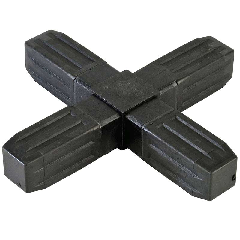Proframe Heavy-Duty Steel core ABS Plastic Square Tube Connectors - 4 Way Flat Joint - Black - Pack of 10