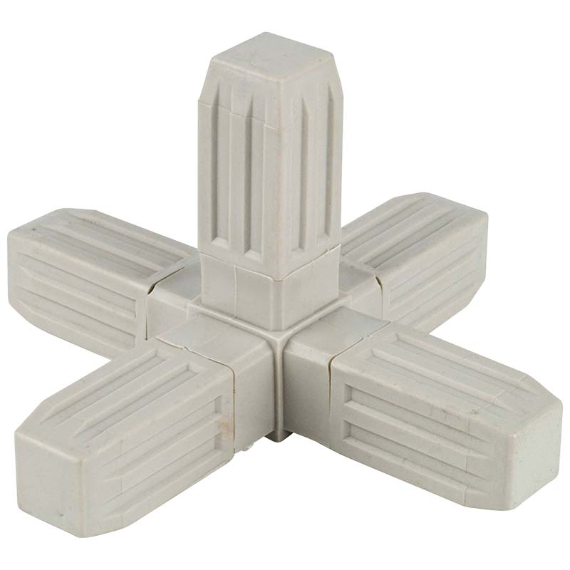 Proframe Heavy-Duty Steel core ABS Plastic Square Tube Connectors - 5 Way Joint - Grey - Box of 10