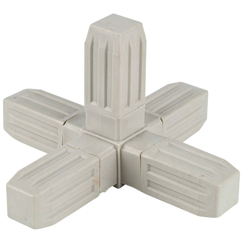Proframe HD Steel core ABS Plastic Square Tube Connectors - 5 Way Joint - Grey - Box of 10