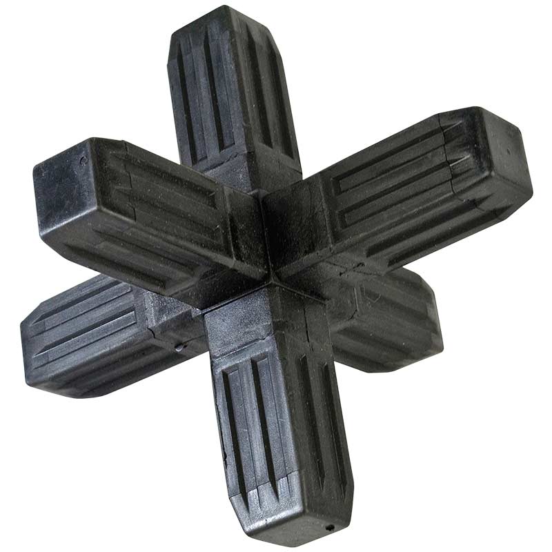 Proframe HD Steel core ABS Plastic Square Tube Connectors - 6 Way Joint - Black - Box of 10