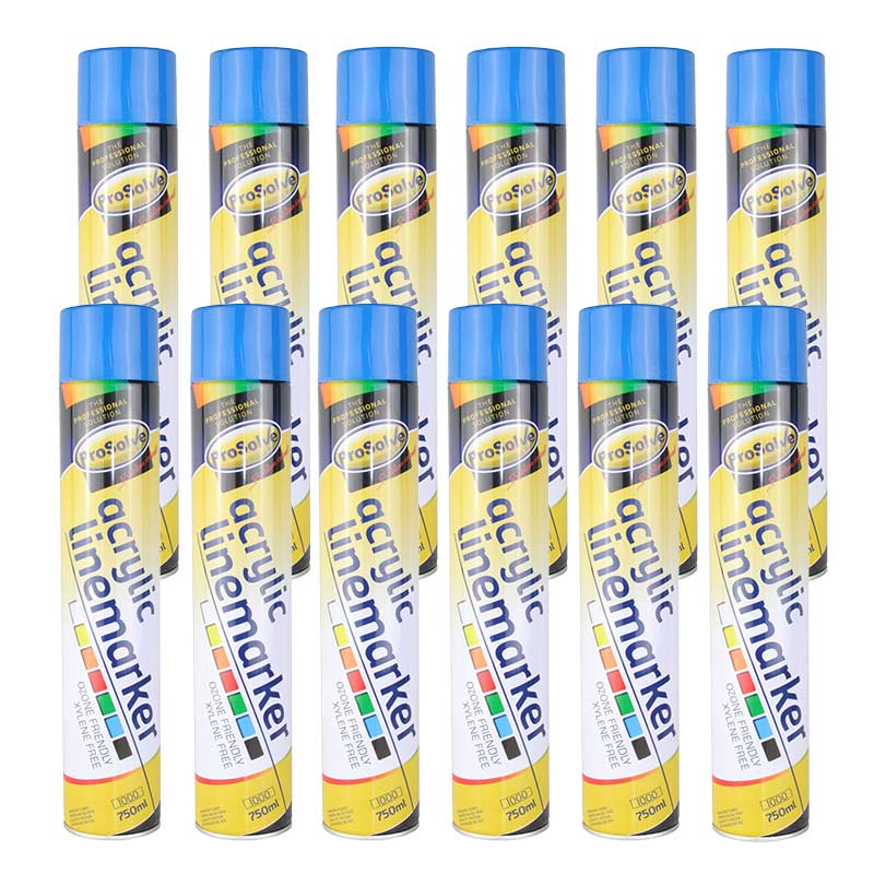 ProSolve Acrylic Linemarker Spray Paint, Blue - 12 x 750ml