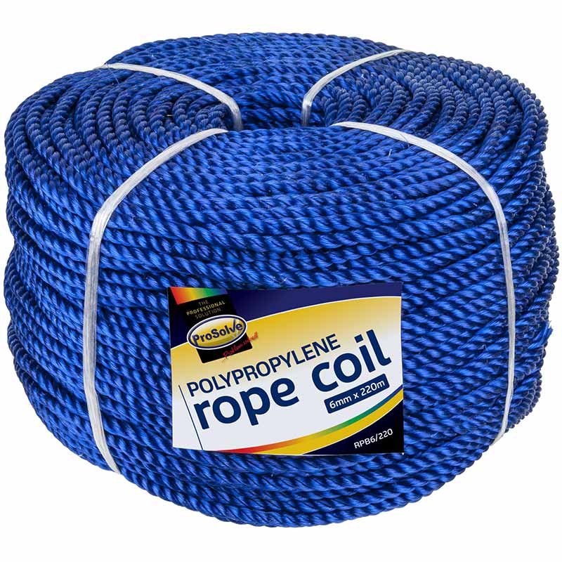 Prosolve 3-Strand Polypropylene Rope Coil - 6mm x 220m - Blue