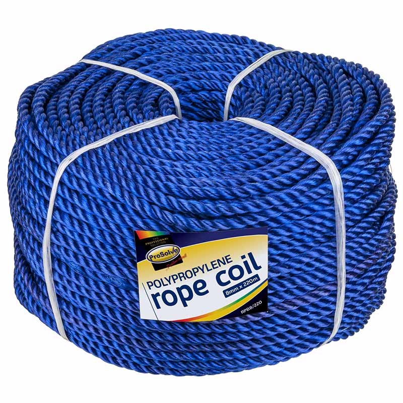 Prosolve 3-Strand Polypropylene Rope Coil - 8mm x 220m - Blue