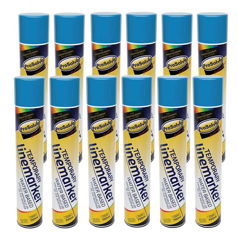 ProSolve Temporary Linemarker Spray Paint - Blue - 12 x 750ml