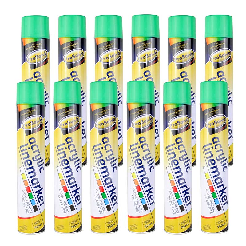 ProSolve Acrylic Linemarker Spray Paint, Green - 12 x 750ml