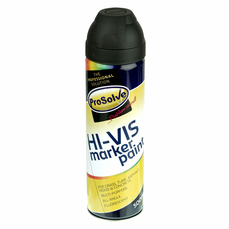 ProSolve Hi-Vis Fluorescent Marker Paint Spray Aerosol, Black - 12 x 500ml
