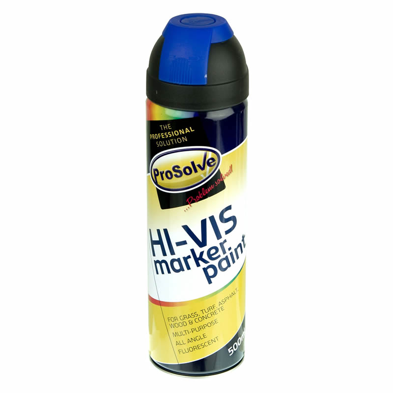 ProSolve Hi-Vis Fluorescent Marker Paint Spray Aerosol, Blue - 12 x 500ml