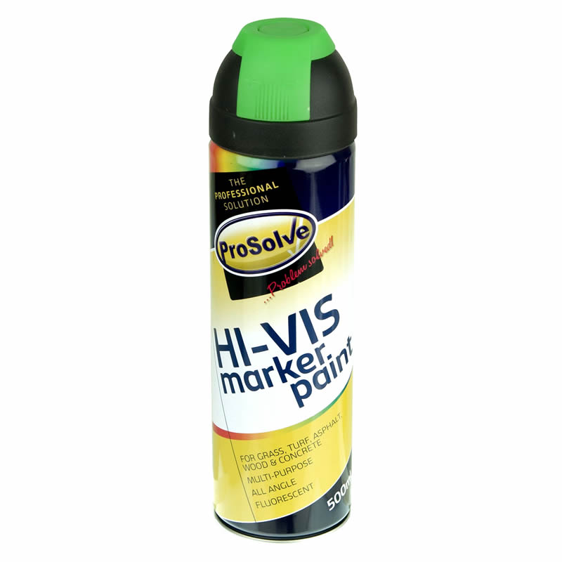 ProSolve Hi-Vis Fluorescent Marker Paint Spray Aerosol, Green - 12 x 500ml
