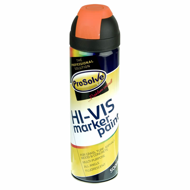 ProSolve Hi-Vis Fluorescent Marker Paint Spray Aerosol, Orange - 12 x 500ml