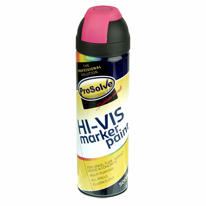 ProSolve Hi-Vis Fluorescent Marker Paint Spray Aerosol, Pink - 12 x 500ml
