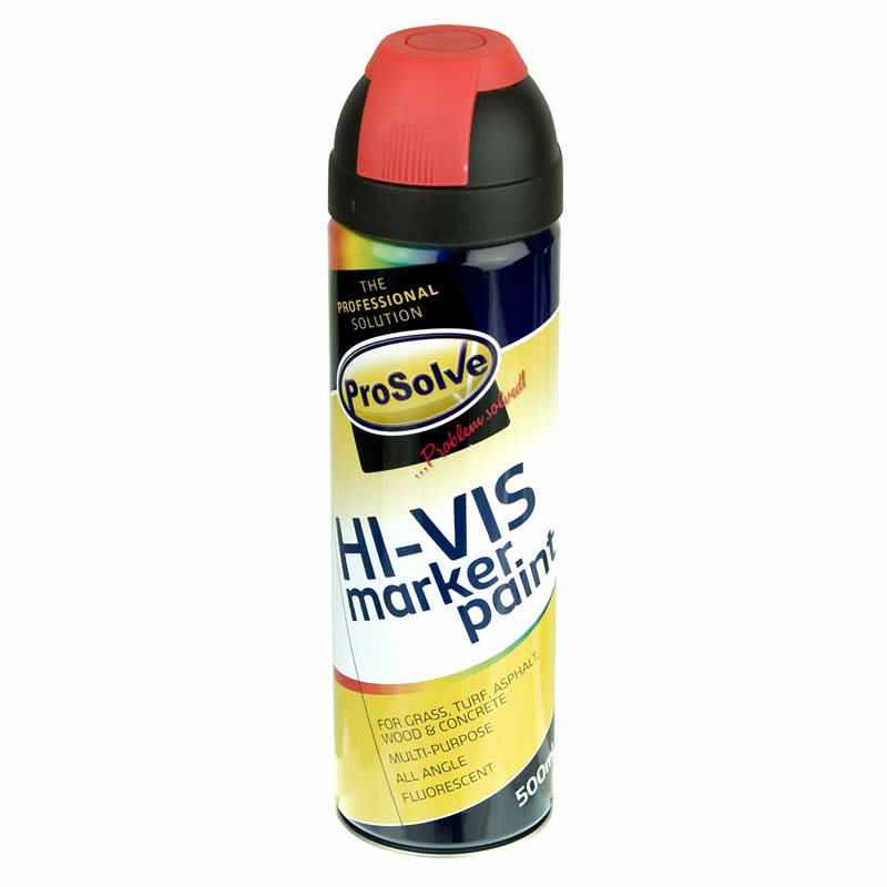 ProSolve Hi-Vis Fluorescent Marker Paint Spray Aerosol, Red - 12 x 500ml