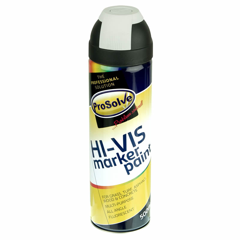ProSolve Hi-Vis Fluorescent Marker Paint Spray Aerosol, White - 12 x 500ml