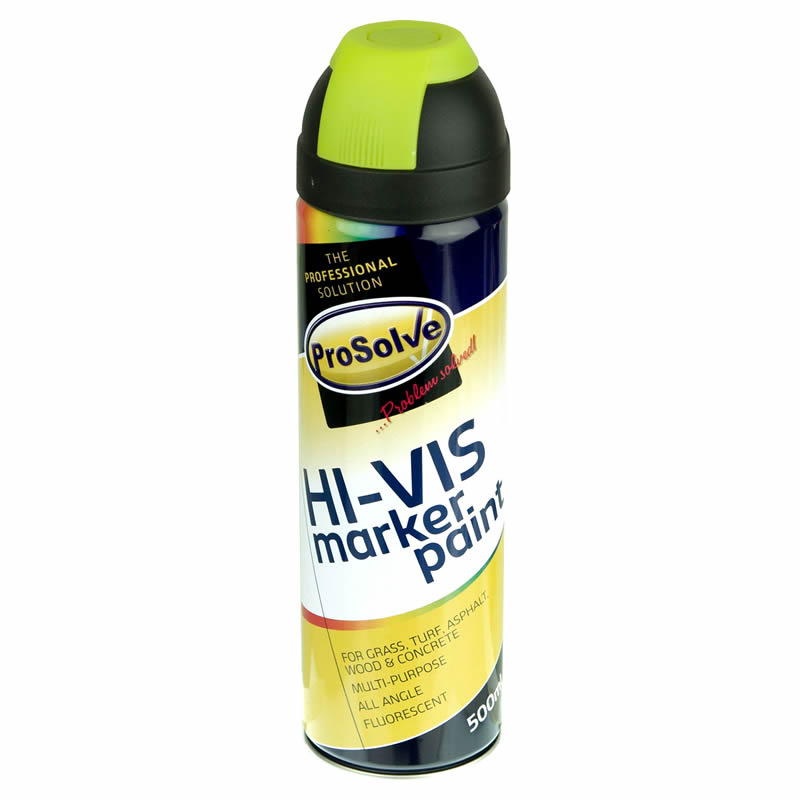ProSolve Hi-Vis Fluorescent Marker Paint Spray Aerosol, Yellow - 12 x 500ml