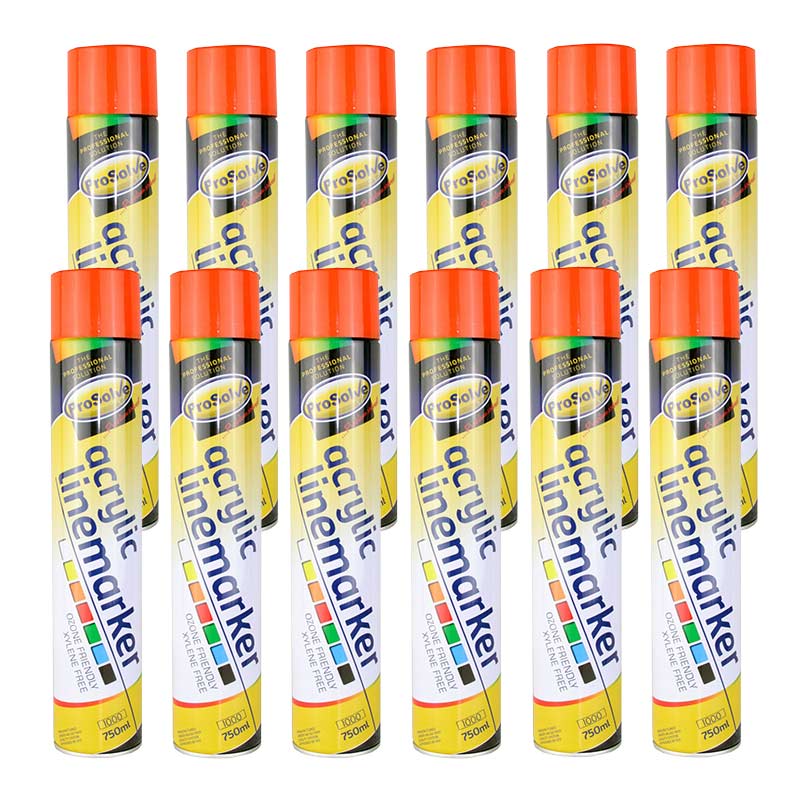 ProSolve Acrylic Linemarker Spray Paint, Orange - 12 x 750ml