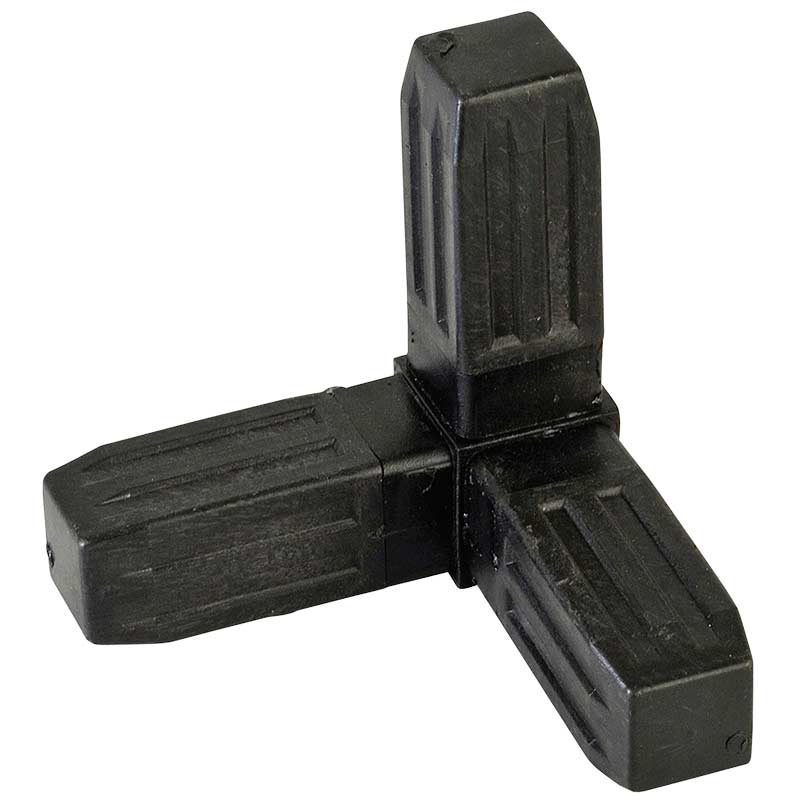 Proframe Heavy-Duty Steel core ABS Plastic Square Tube Connectors - 3 Way Joint - Black - Pack of 10