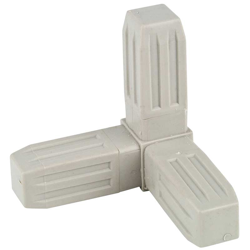 Proframe HD Steel core ABS Plastic Square Tube Connectors - 3 Way Joint - Grey - Box of 10