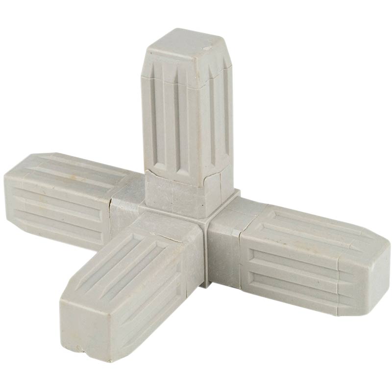 Proframe Heavy-Duty Steel core ABS Plastic Square Tube Connectors - 4 Way Joint - Grey - Box of 10