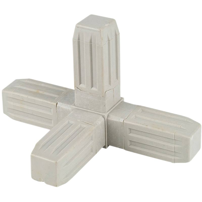 Proframe HD Steel core ABS Plastic Square Tube Connectors - 4 Way Joint - Grey - Box of 10