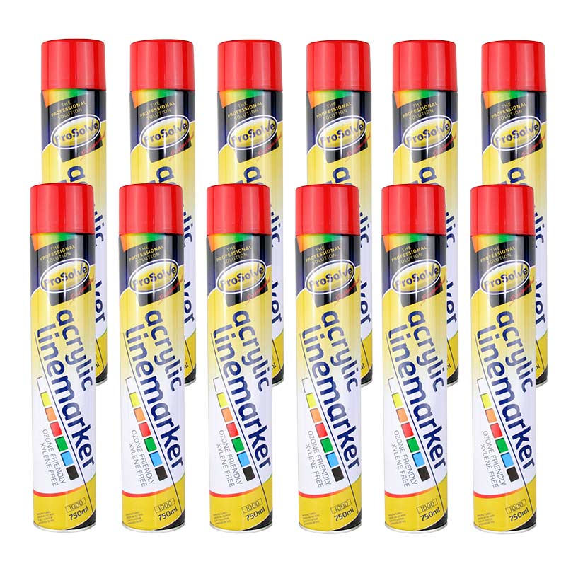 Prosolve Acrylic Linemarker Spray Paint, Red - 12 x 750ml