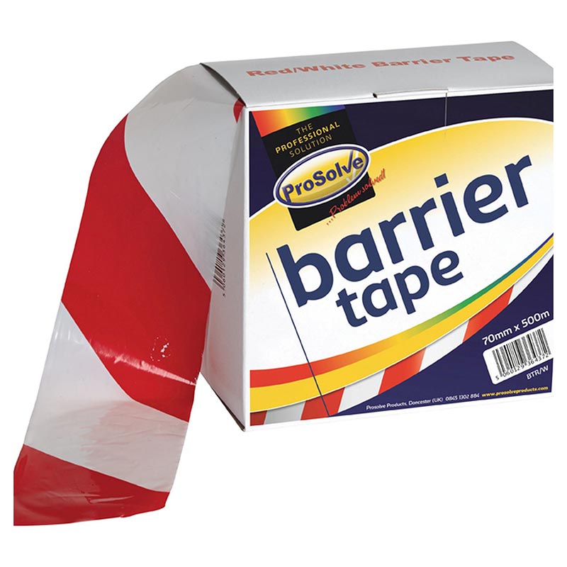 ProSolve Barrier Tape Red & White Stripes - 70mm x 500m - pack of 10 
