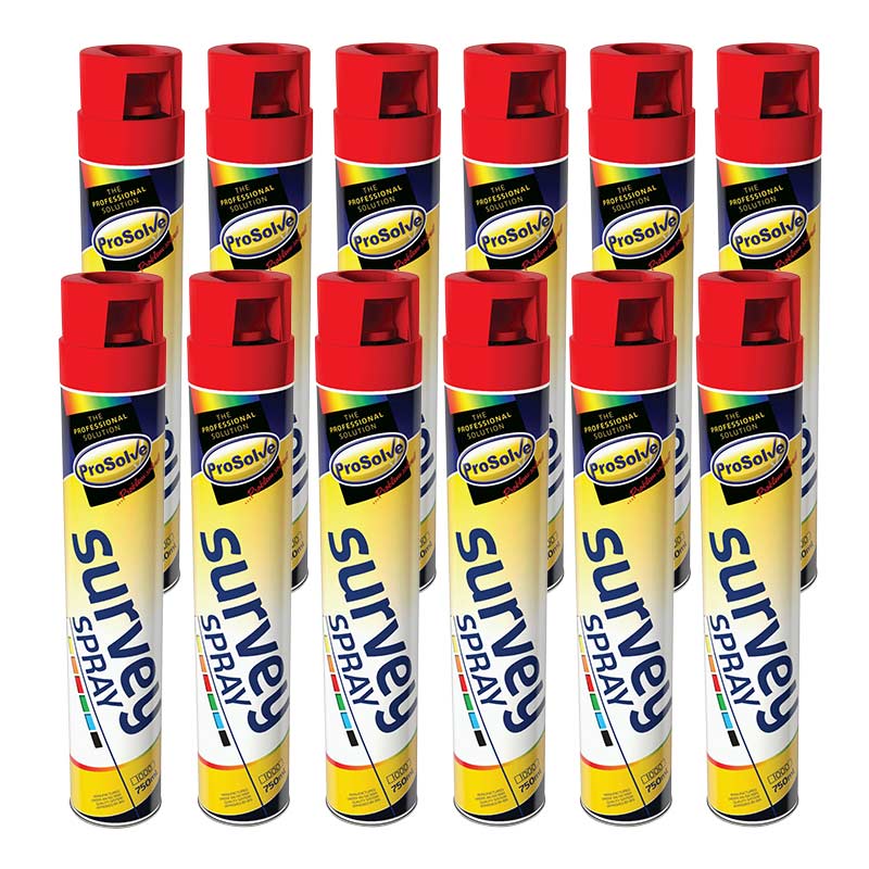 ProSolve Survey Spray Paint, Red - 12 x 750ml