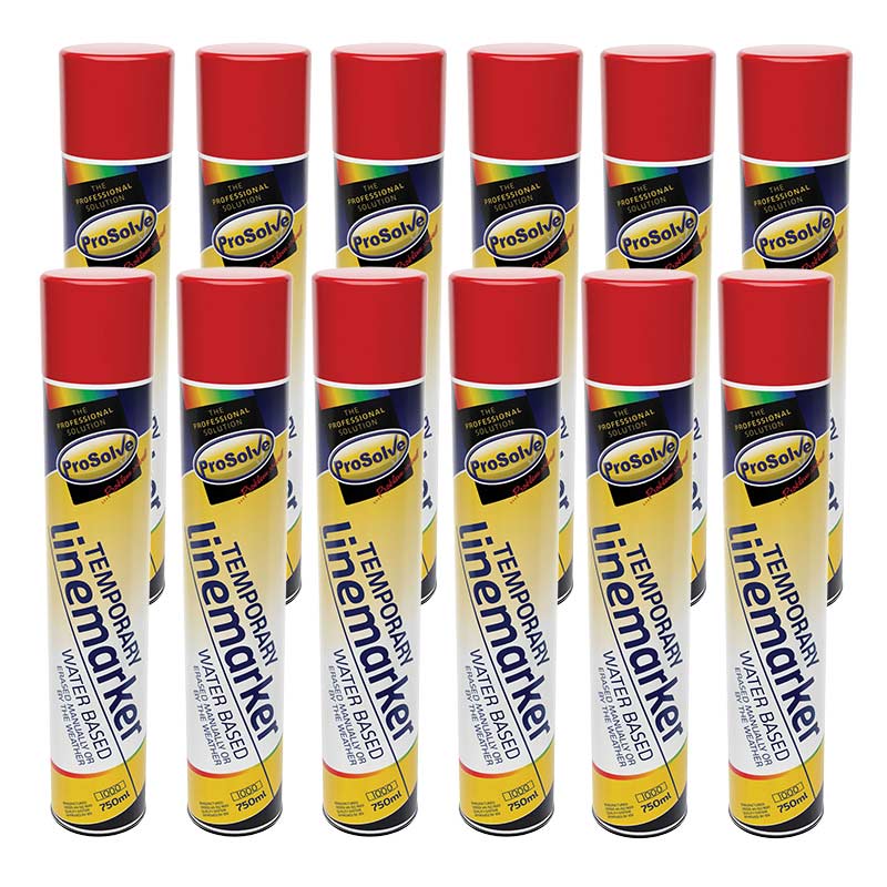 ProSolve Temporary Linemarker Spray Paint - Red - 12 x 750ml