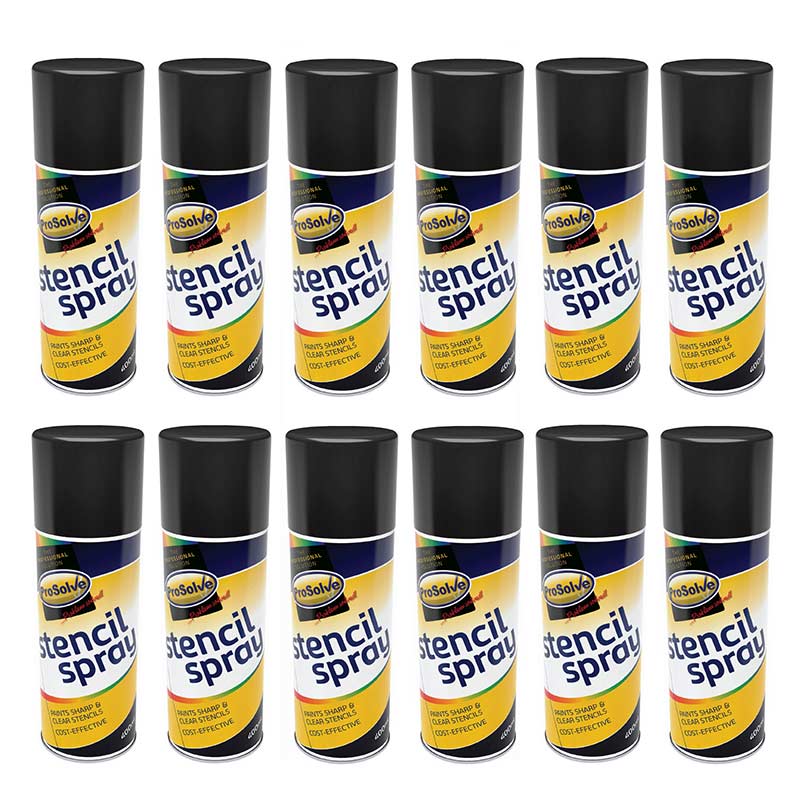 ProSolve Stencil Spray Paint Aerosol, Black (5015) - 12 x 400ml