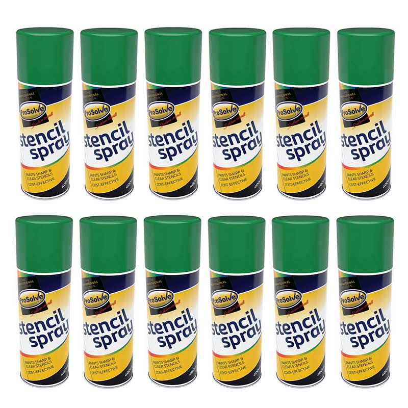 Prosolve Stencil Spray Paint Aerosol, Green (5015) - 12 x 400ml