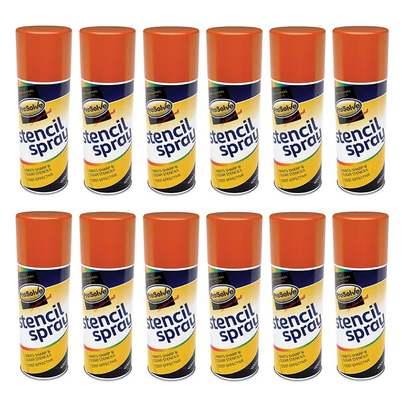 ProSolve Stencil Spray Paint Aerosol, Orange - 12 x 400ml